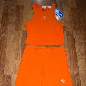 Adidas Biker Short + Crop Top Women Size: (L)